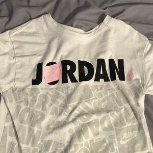 Jordan Kids White and Pink Logo Tee